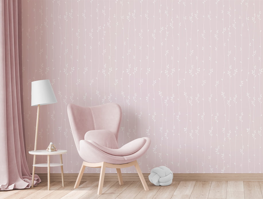 Papel De Parede Folhagens Menina Quarto Infantil Bebê VR571