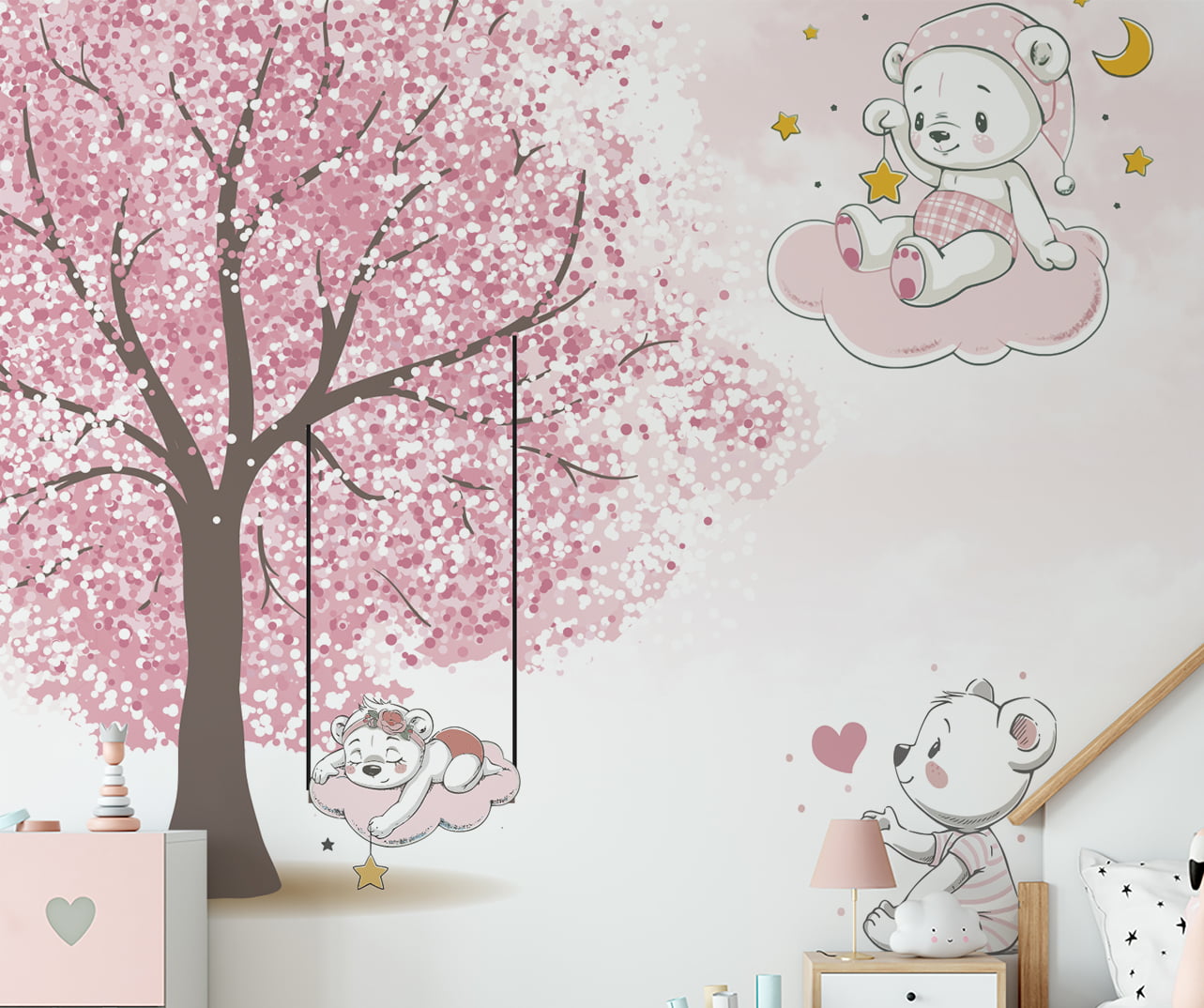 Papel de Parede para Quarto de Bebê Infantil Nuvens