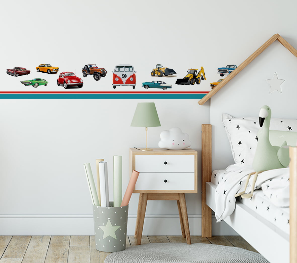 Faixa Decorativa Infantil Bebê Papel de Parede Mapa Mundi Carros - FX68