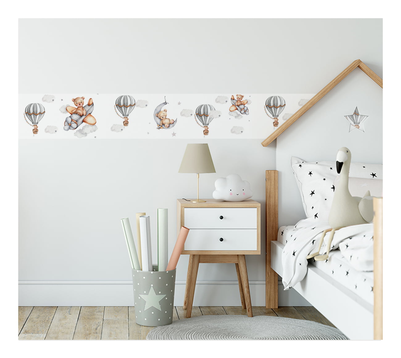 Faixa Decorativa para Quarto de Bebê Urso Balões