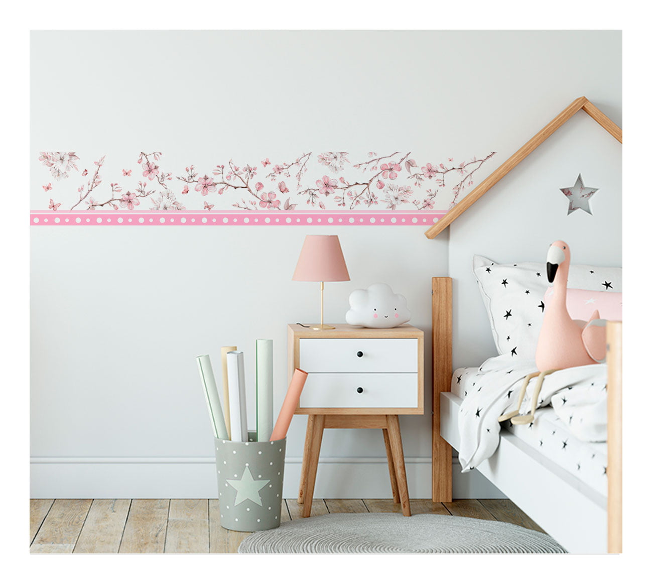 Faixa Decorativa para Quarto de Bebê Flores Delicas Menina