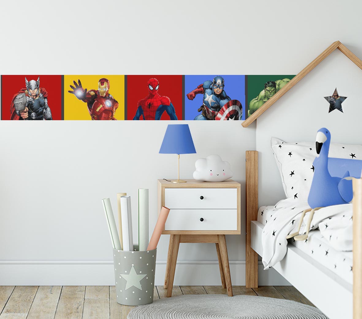 Faixa Decorativa para Quarto de Bebê Super Heróis