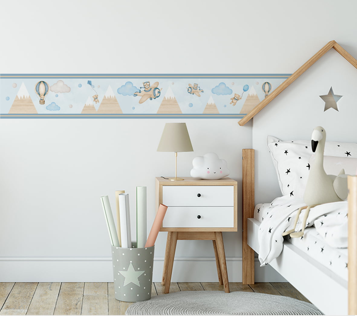 Faixa Decorativa Infantil Ursinho Aviador Baloeiro - FX566 