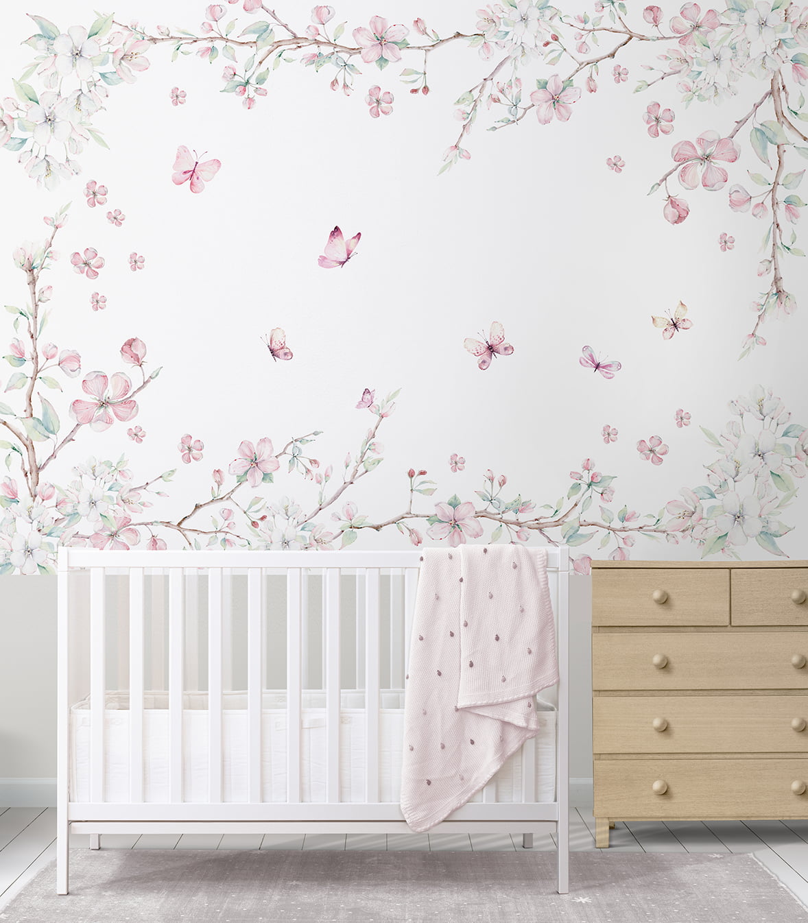 Papel de Parede Floral Borboletas