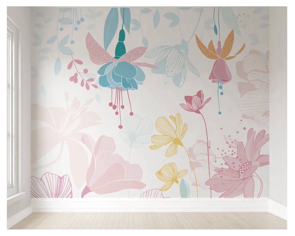 Papel de Parede Infantil Floral Menina