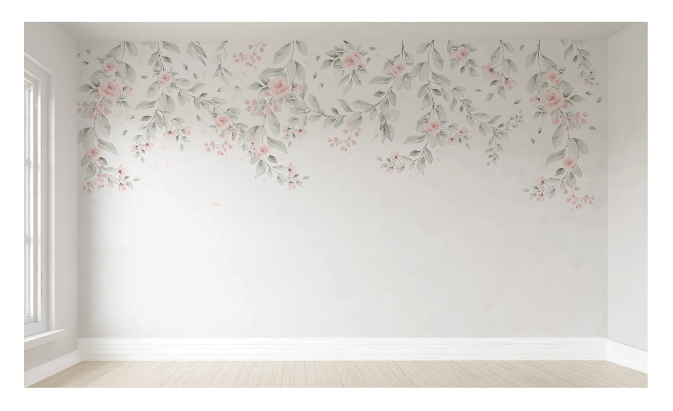 Papel de Parede Folhinhas Rosa - B Decor - Decoração para Casa e Quarto  Infantil