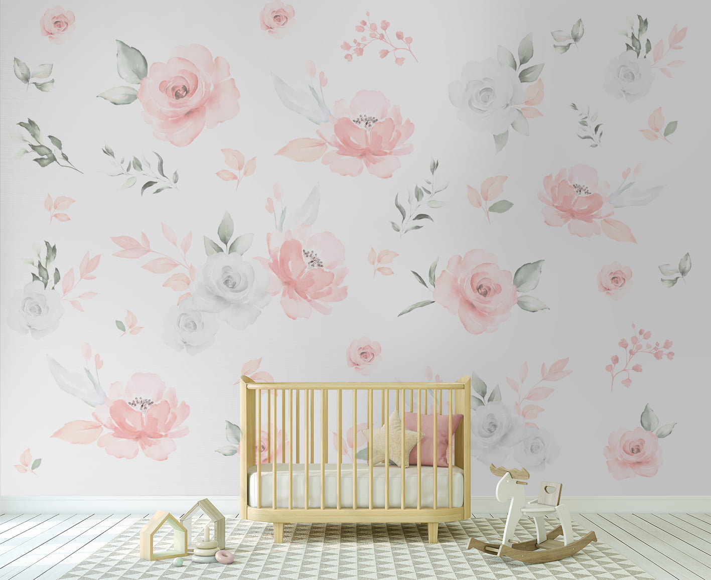 Papel de Parede Infantil Floral Rosas