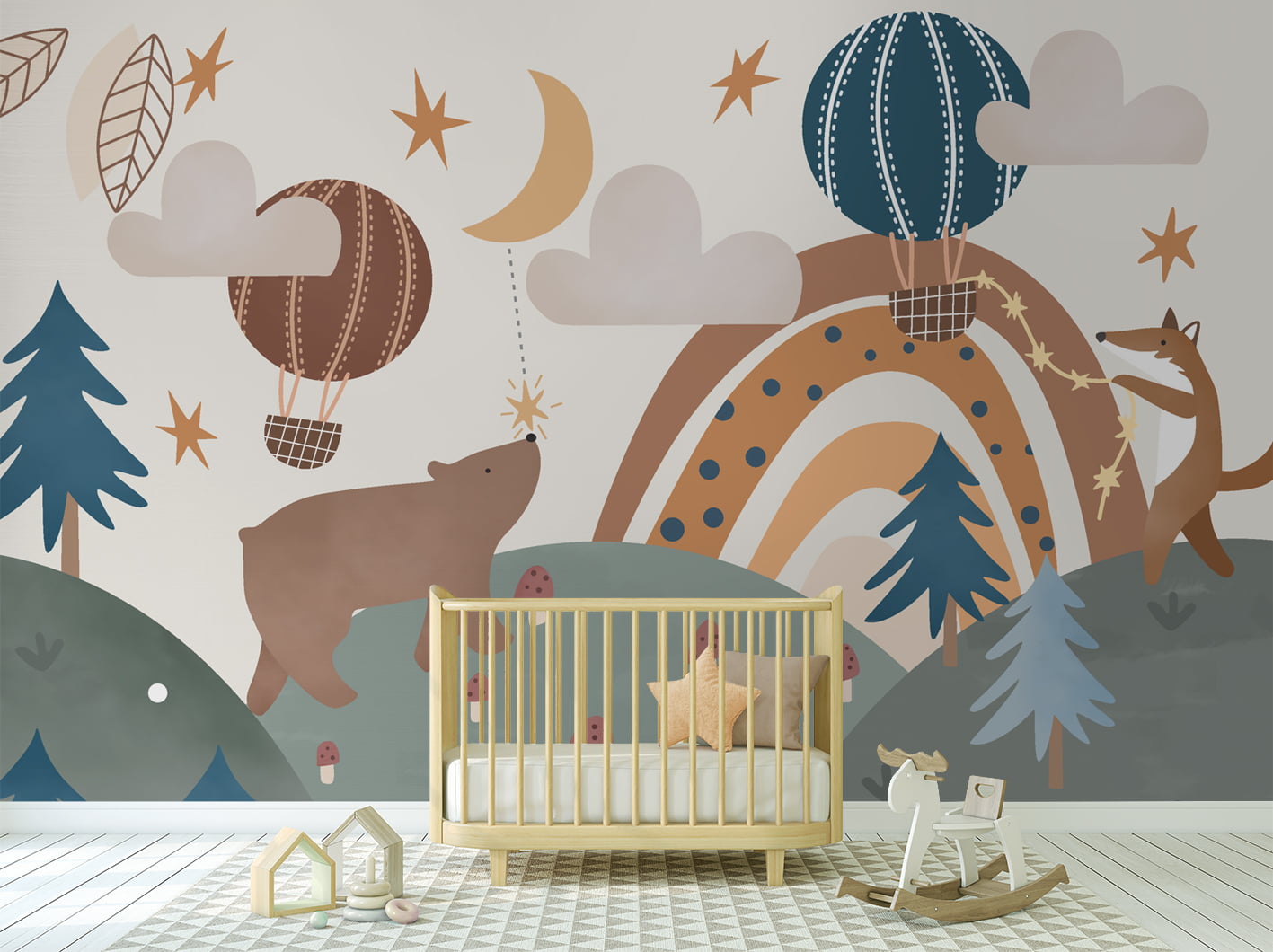 Papel de Parede Infantil Safari Balões