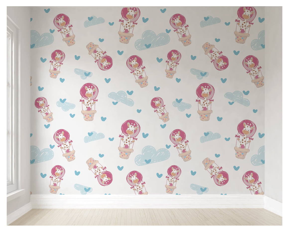 Papel de Parede Infantil Girafinha nos Balões