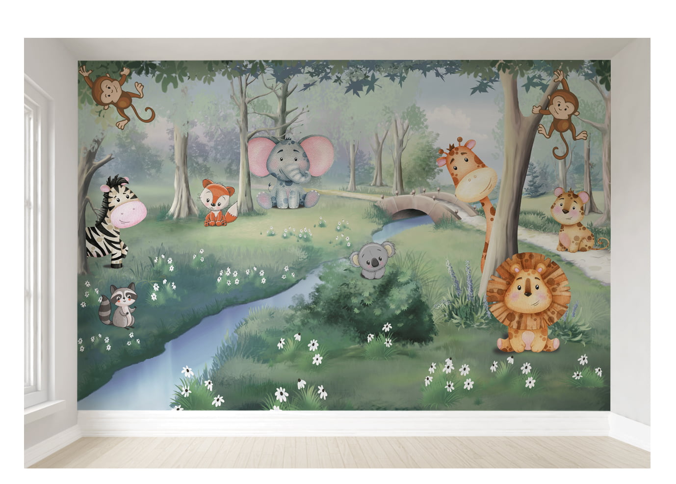 Papel de Parede Infantil para Quarto de Bebê Safari Natureza