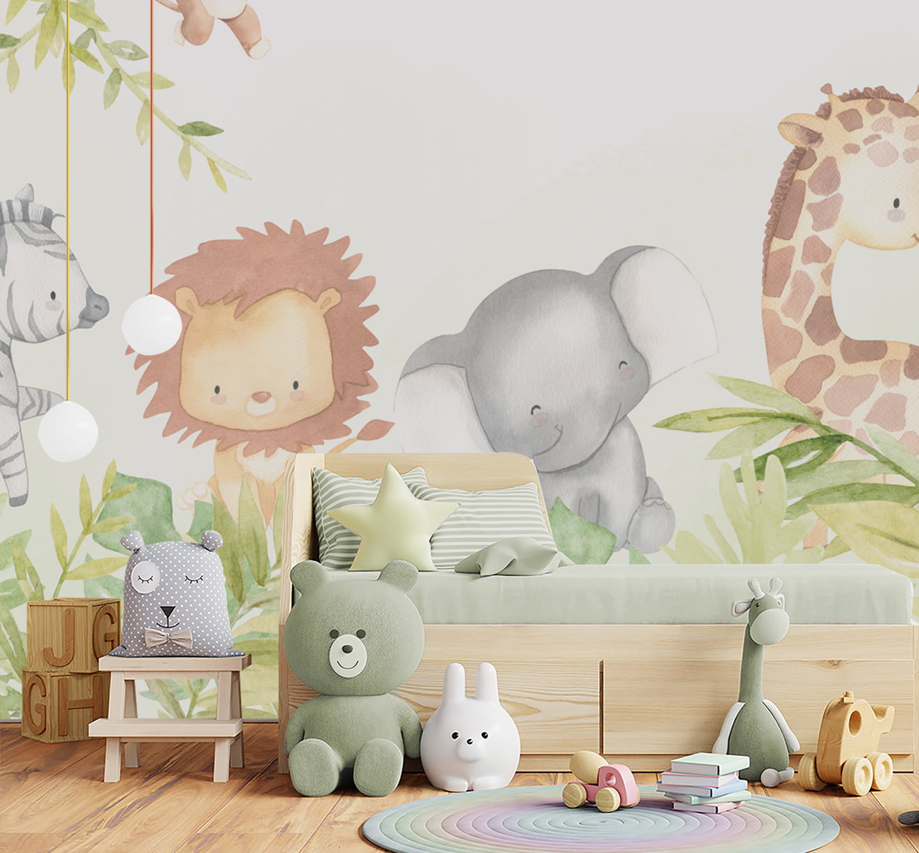 Papel de Parede Infantil para Quarto de Bebê Safari Natureza