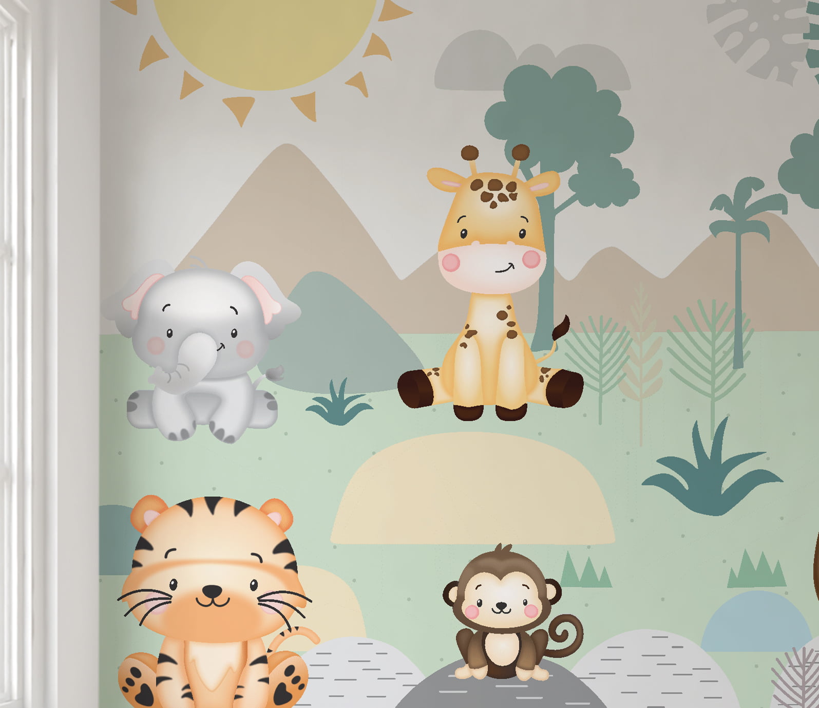 Papel de parede infantil safari