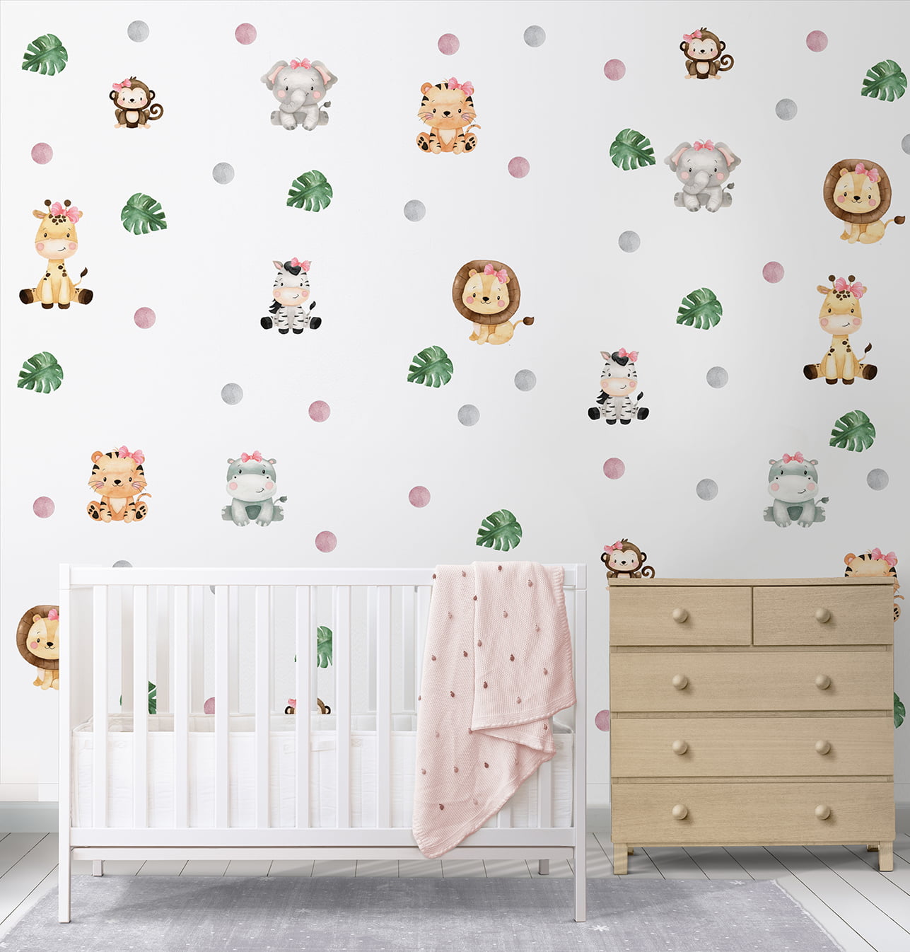 Papel de Parede Safári Menina Floral Animais Zebra