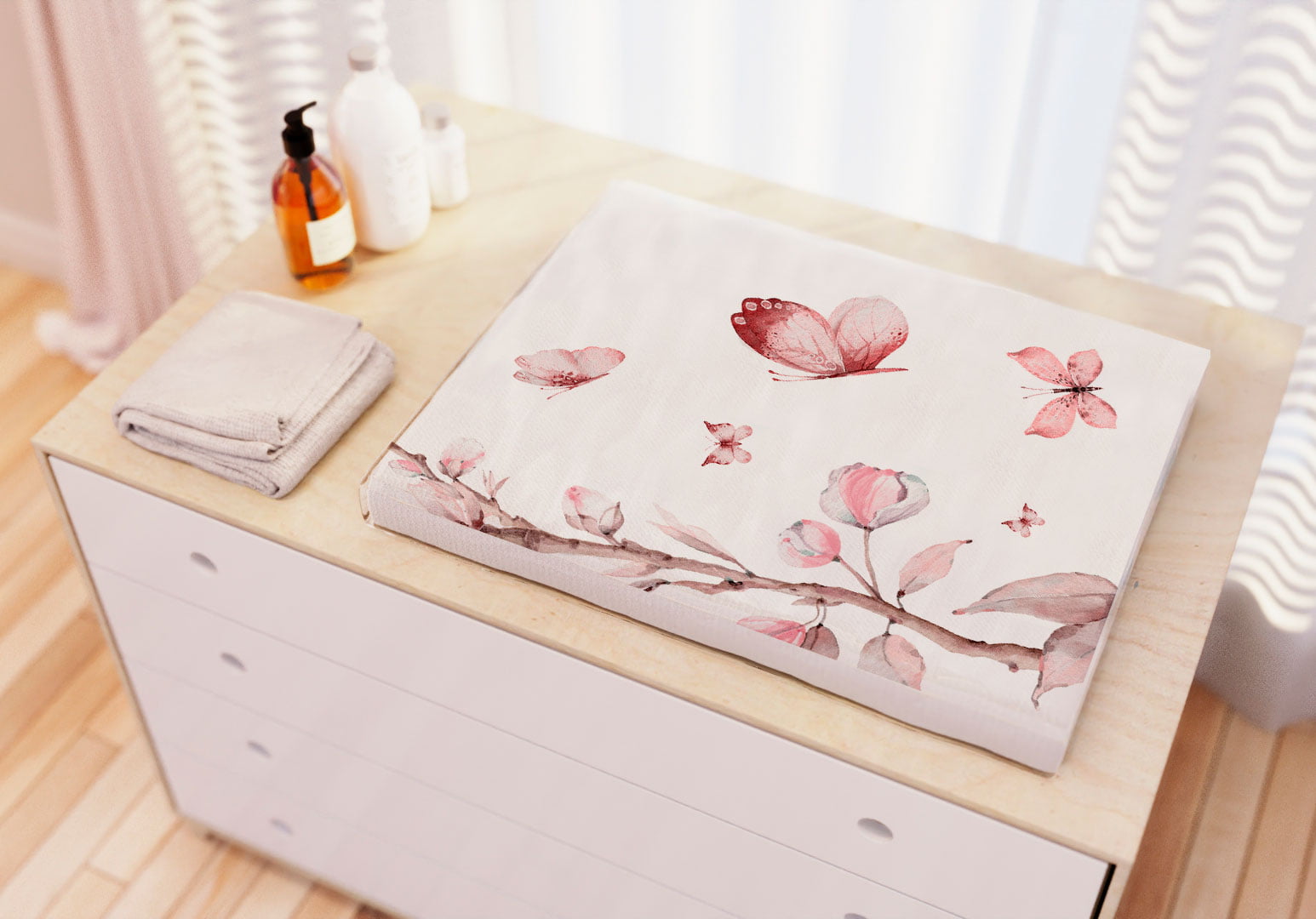 Trocador de Bebê Infantil Menina Árvore Floral Borboletinha - TR425
