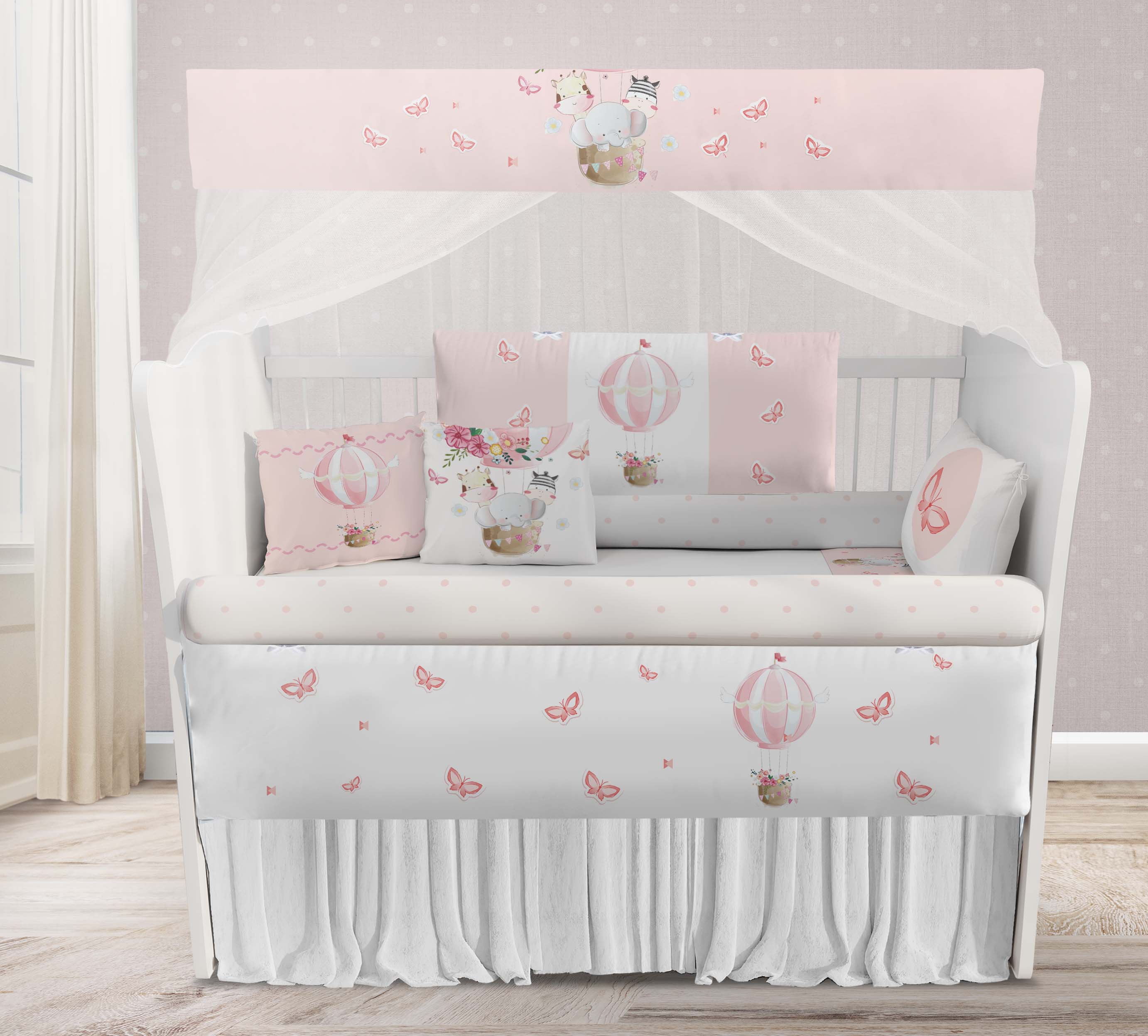 Kit Berço Enxoval de Bebê Safari Balões Rosa Menina KT25B Papel de parede  infantil, Enxovais para Bebê, Kits Berço, Kit Cama, faixa decorativa, régua do crescimento, quadros decorativos infantil.