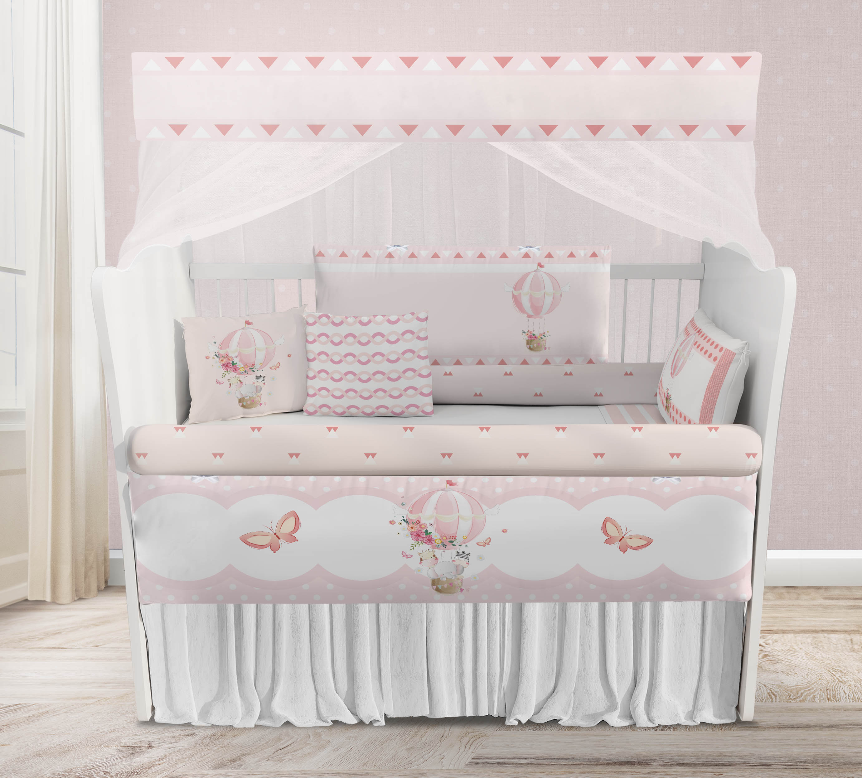 Kit Berço Enxoval de Bebê Safari Balões Rosa Menina KT25C Papel de parede  infantil, Enxovais para Bebê, Kits Berço, Kit Cama, faixa decorativa, régua do crescimento, quadros decorativos infantil.