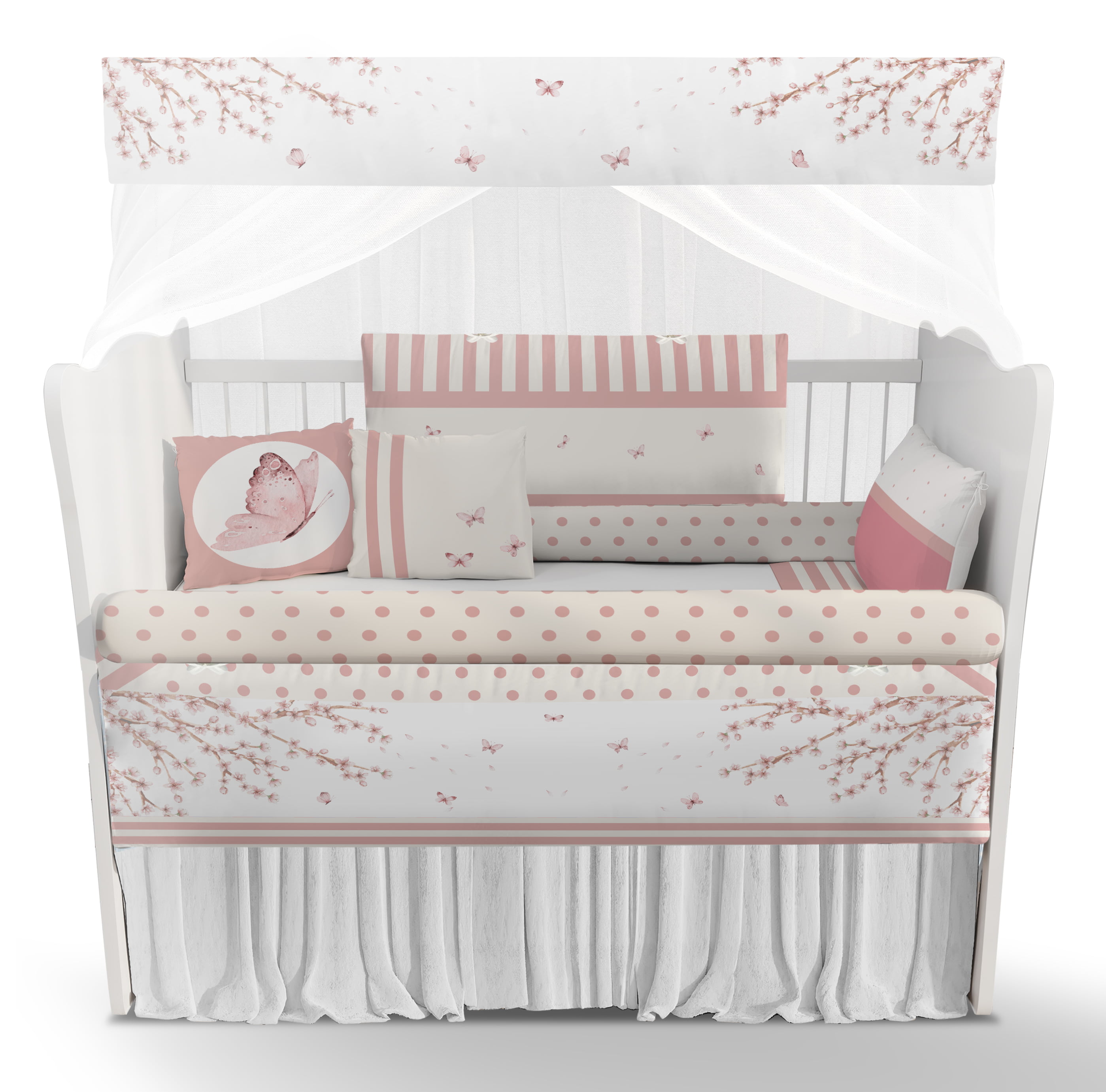 Kit Berço Enxoval de Bebê Flores Menina Rosa KT474 Papel de parede  infantil, Enxovais para Bebê, Kits Berço, Kit Cama, faixa decorativa, régua do crescimento, quadros decorativos infantil.