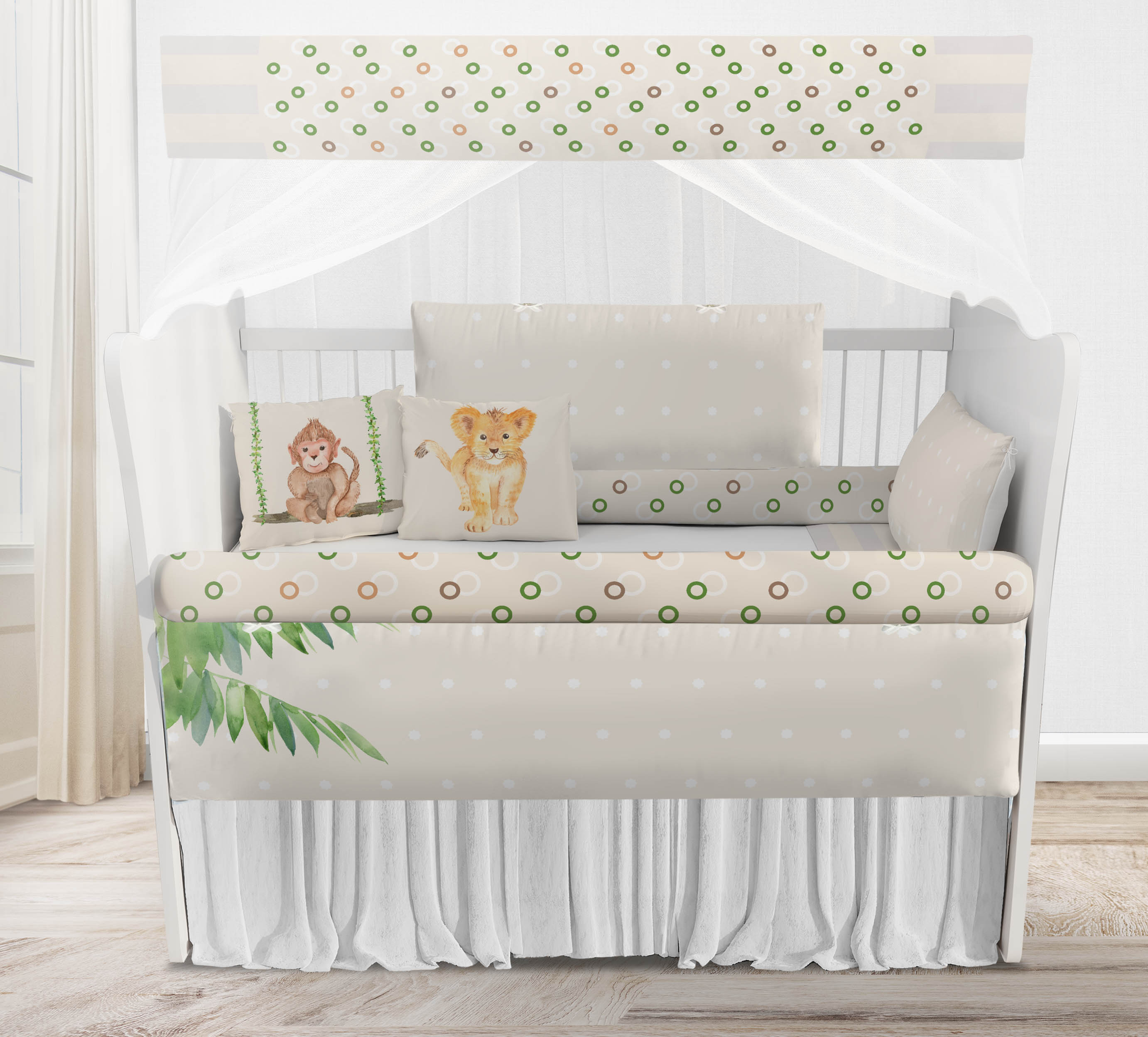 Kit Berço Enxoval de Bebê Safári Aquarelado 23 PÇS - KT79 Papel de parede  infantil, Enxovais para Bebê, Kits Berço, Kit Cama, faixa decorativa, régua do crescimento, quadros decorativos infantil.