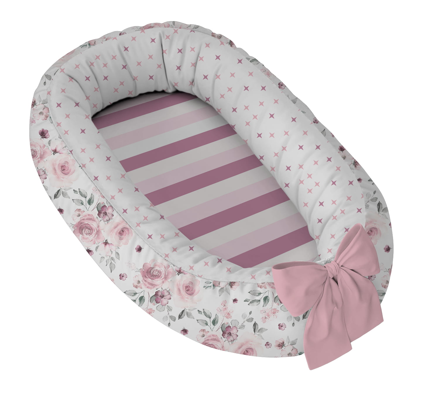 Ninho Redutor Bebê Floral Rosa Menina 100% Algodão - N349