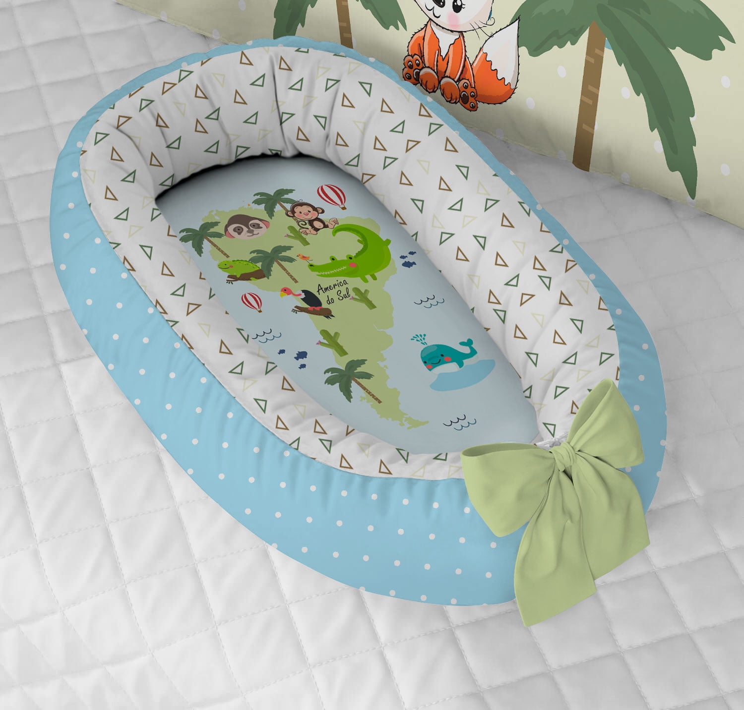 Ninho Redutor Bebê Mapa Mundi 100% Algodão - N348