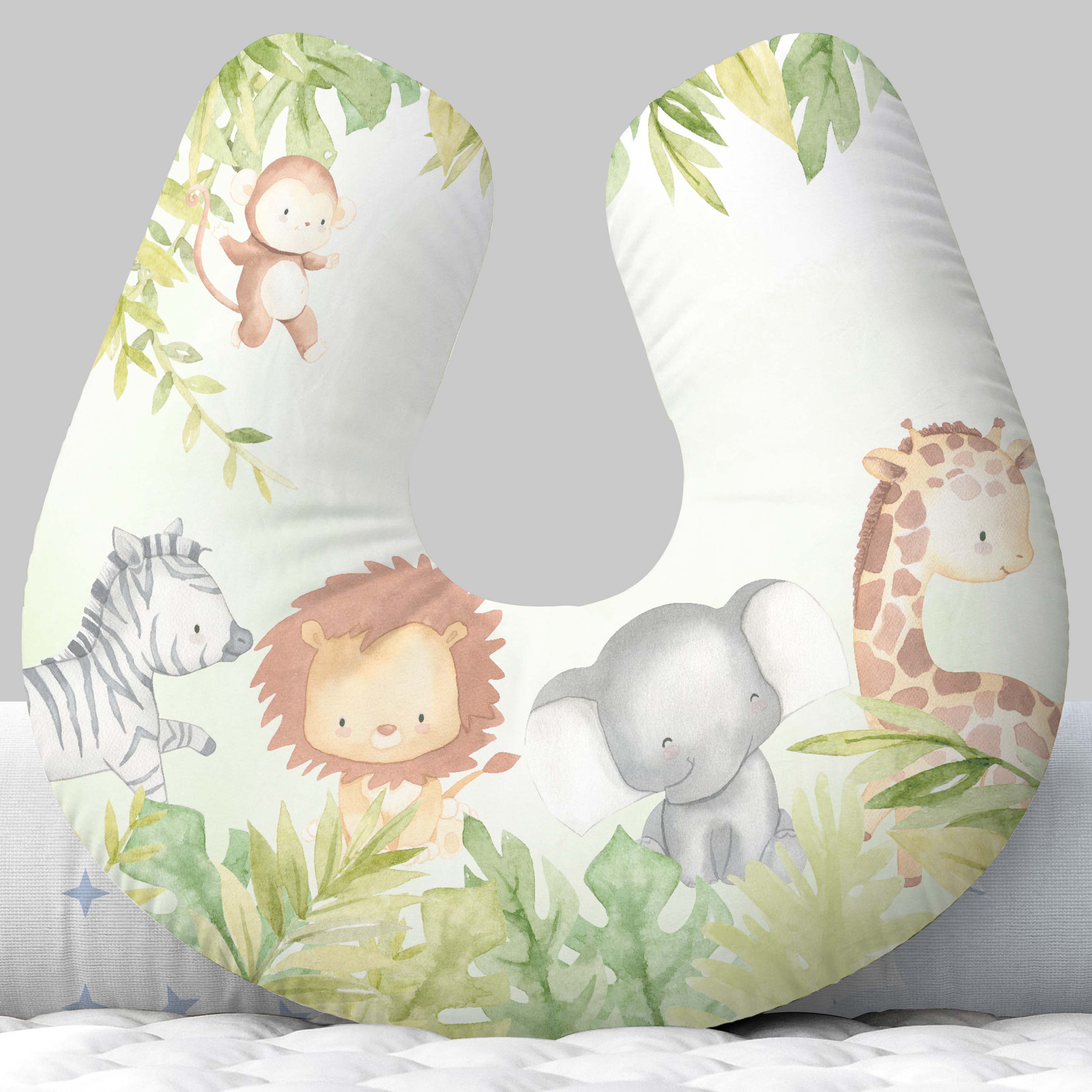 Almofada de Amamentação Travesseiro Safari Folhas Verde AM468 Papel de parede  infantil, Enxovais para Bebê, Kits Berço, Kit Cama, faixa decorativa, régua do crescimento, quadros decorativos infantil.