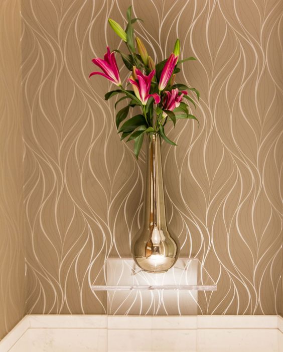 Papel de Parede Texturizado Ondas Bege Linha Home - VRHOME06