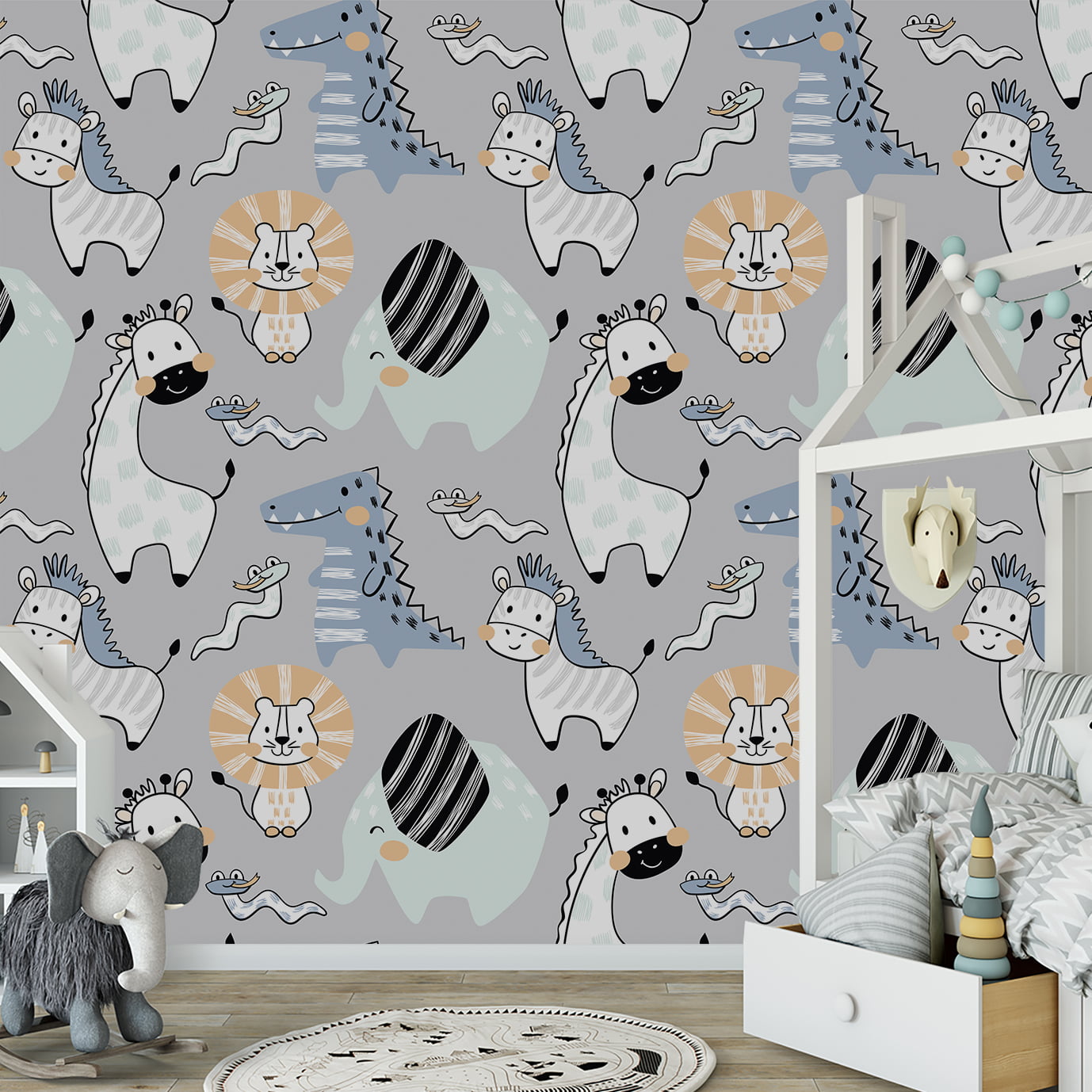 Papel de parede safari infantil para quarto de bebê adesivo