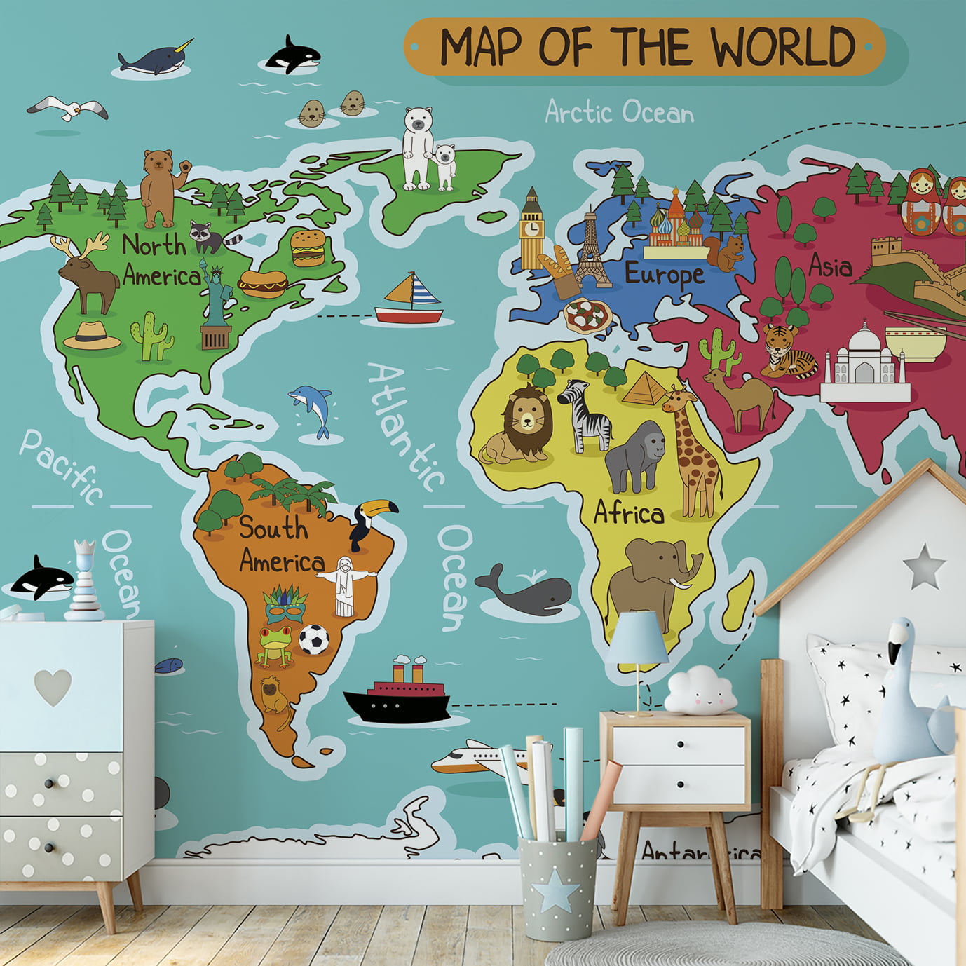 Papel de parede Infantil Mapa Mundi