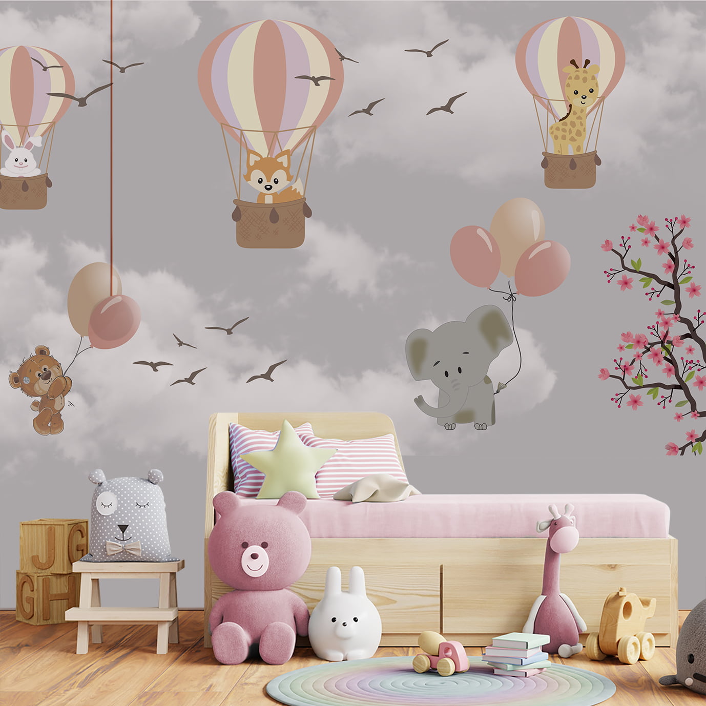 Papel de parede Infantil Safari com Balões