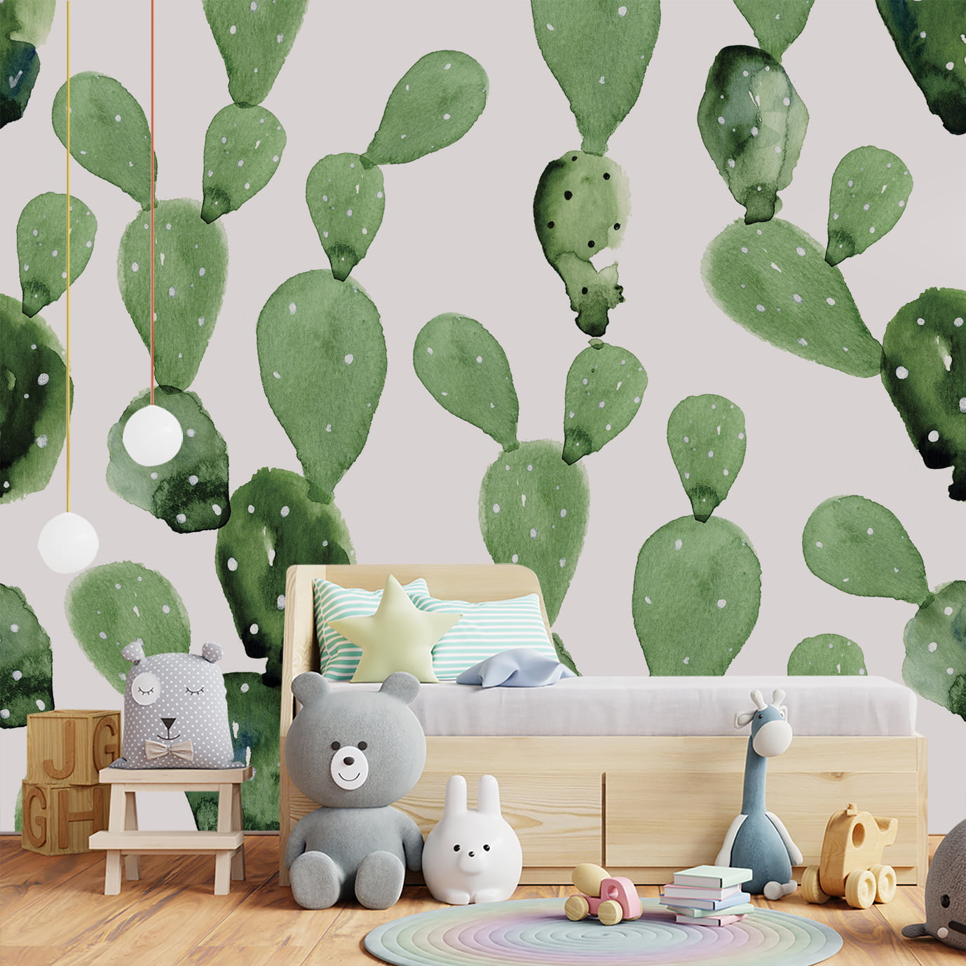 Papel de Parede Infantil Cactos 