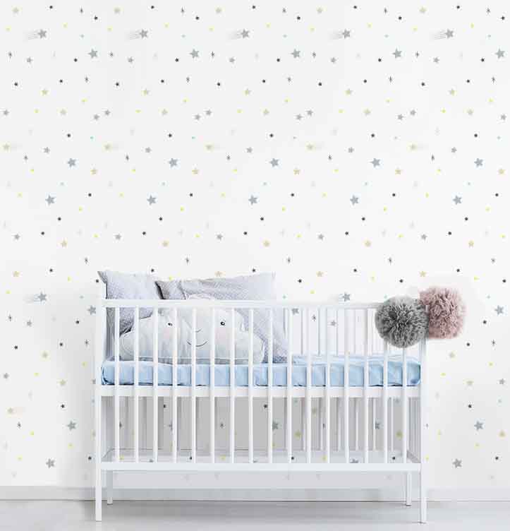 Papel de Parede Estrelas Infantil Colorido Rolo 3m - VRC666
