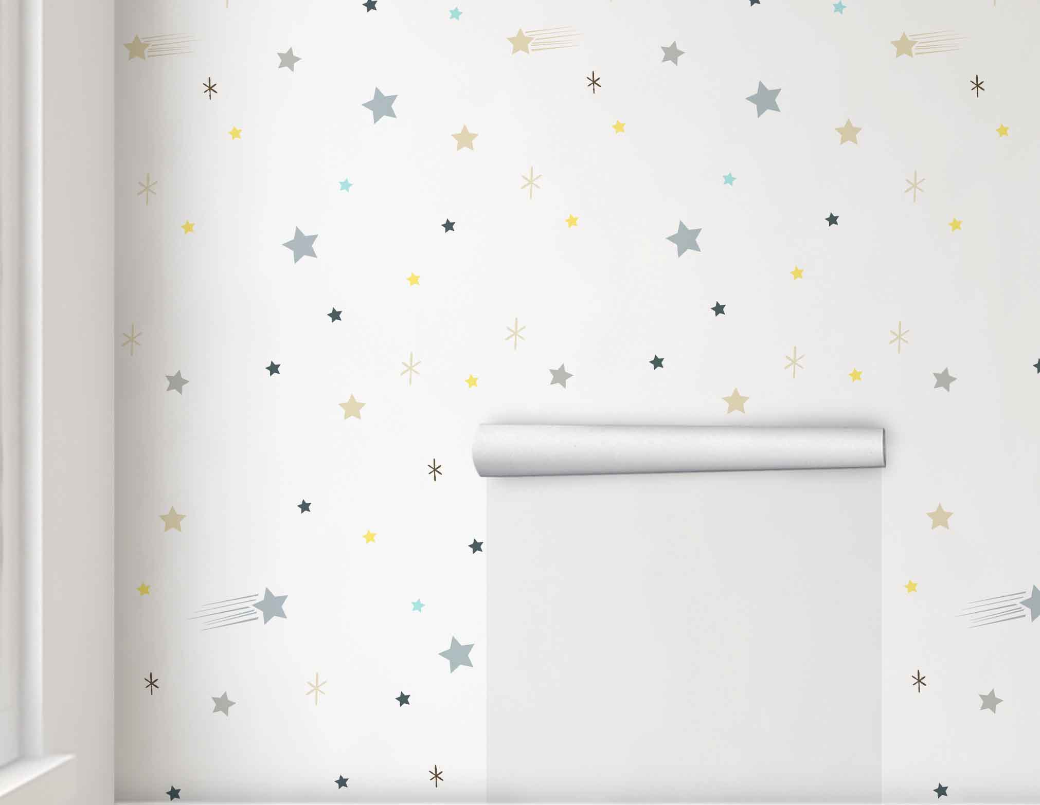 Papel de Parede Estrelas Infantil Colorido Rolo 3m - VRC666