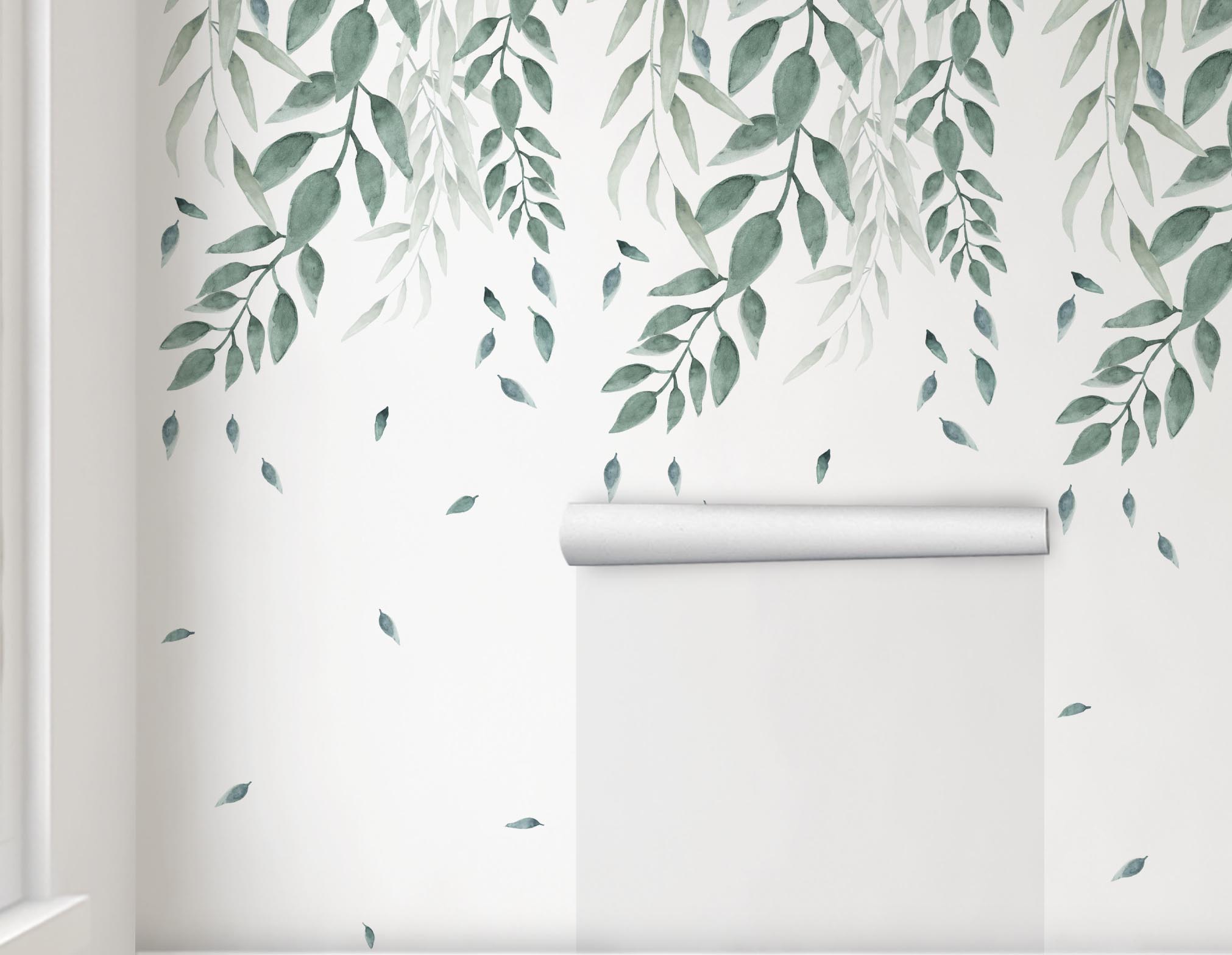 Papel de Parede Folhas Jardim Suspenso Infantil Colorido Rolo 3m