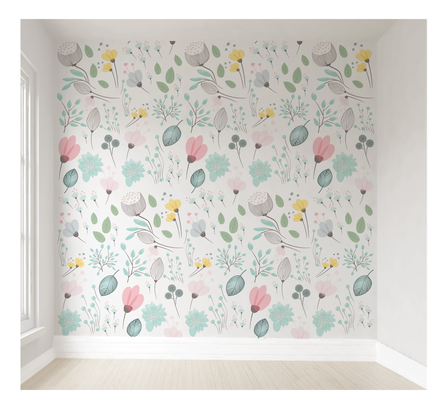 Papel de Parede Floral Infantil Colorido Rolo 3m 