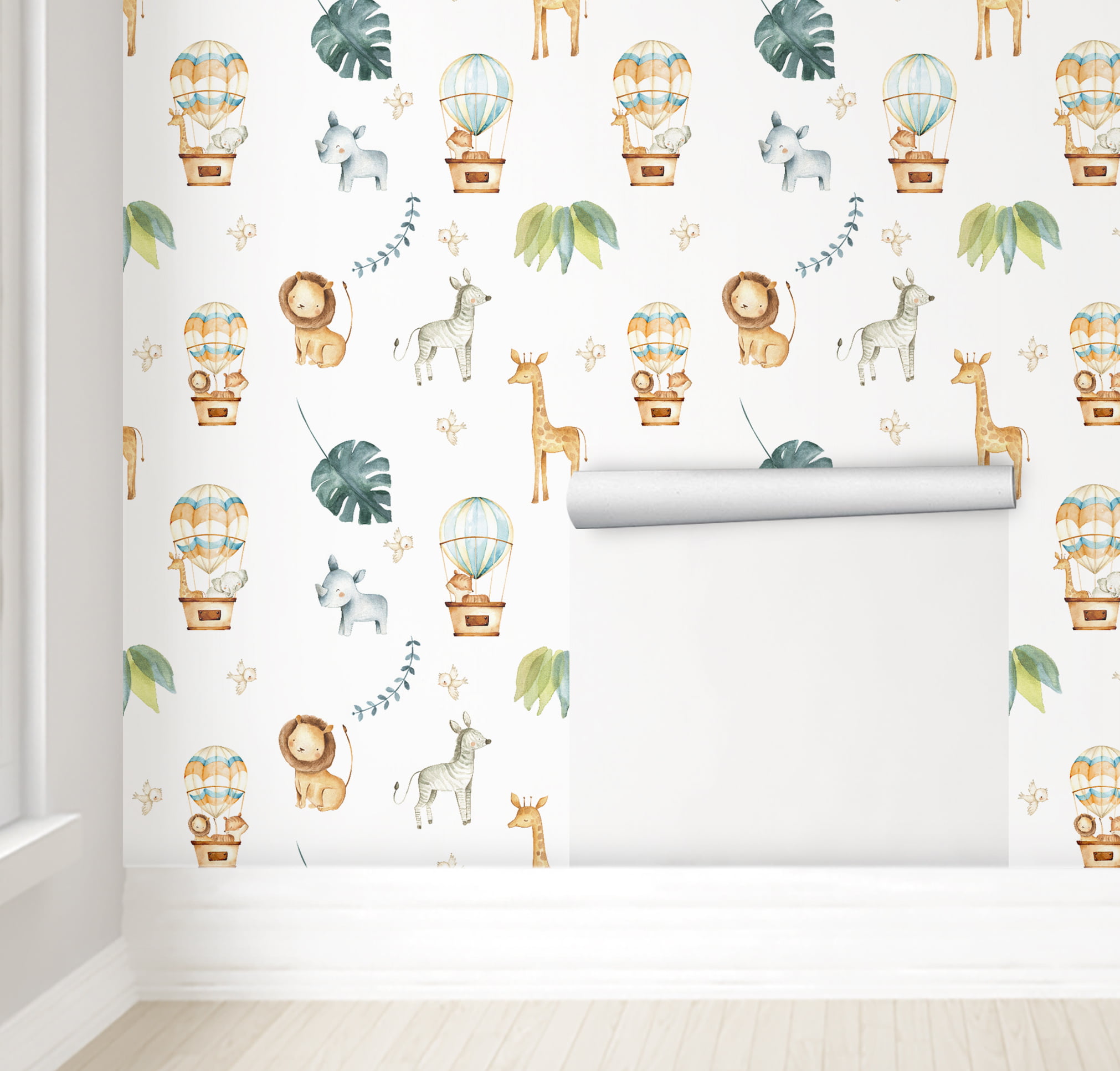 Papel de Parede Safari Folhas Leão Rolo 3m