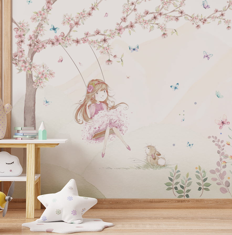 Papel de Parede Infantil menina floral