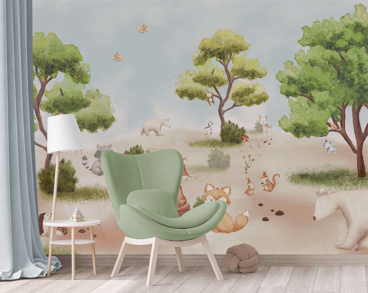 Papel De Parede Animais Safari Raposa Quarto Infantil Bebê- VR594