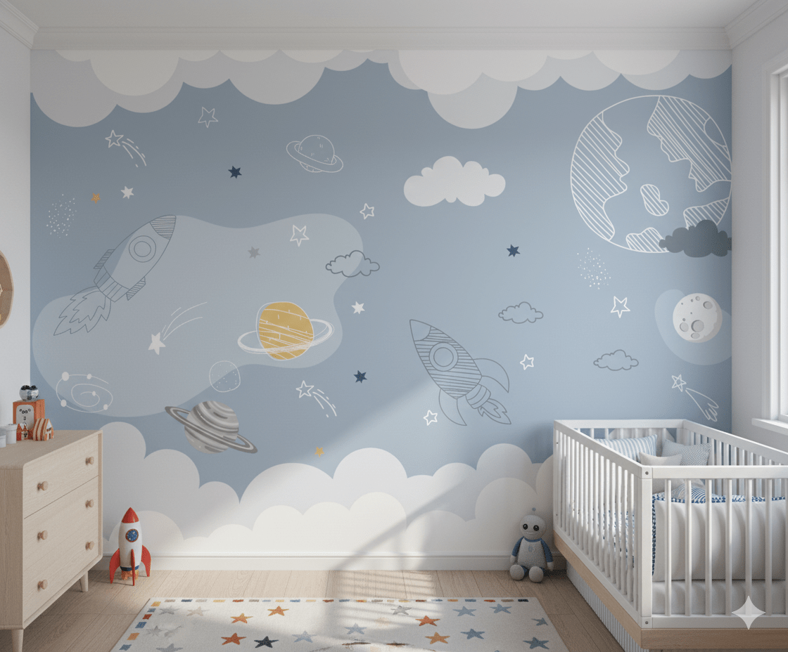 PAPEL DE PAREDE INFANTIL ASTRONAUTA