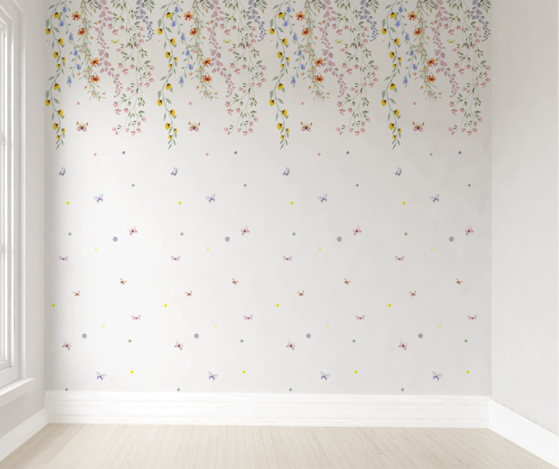 Papel de Parede Flores Jardim Suspenso Infantil Colorido Rolo 3m