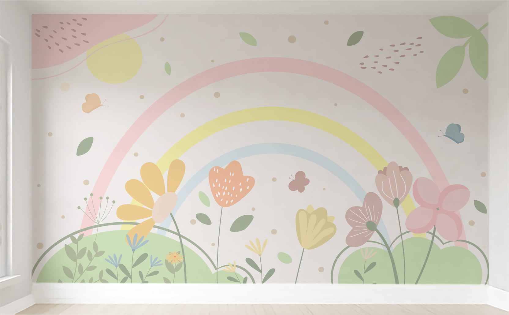 Papel de parede Infantil Floral Arco-iris - VR605