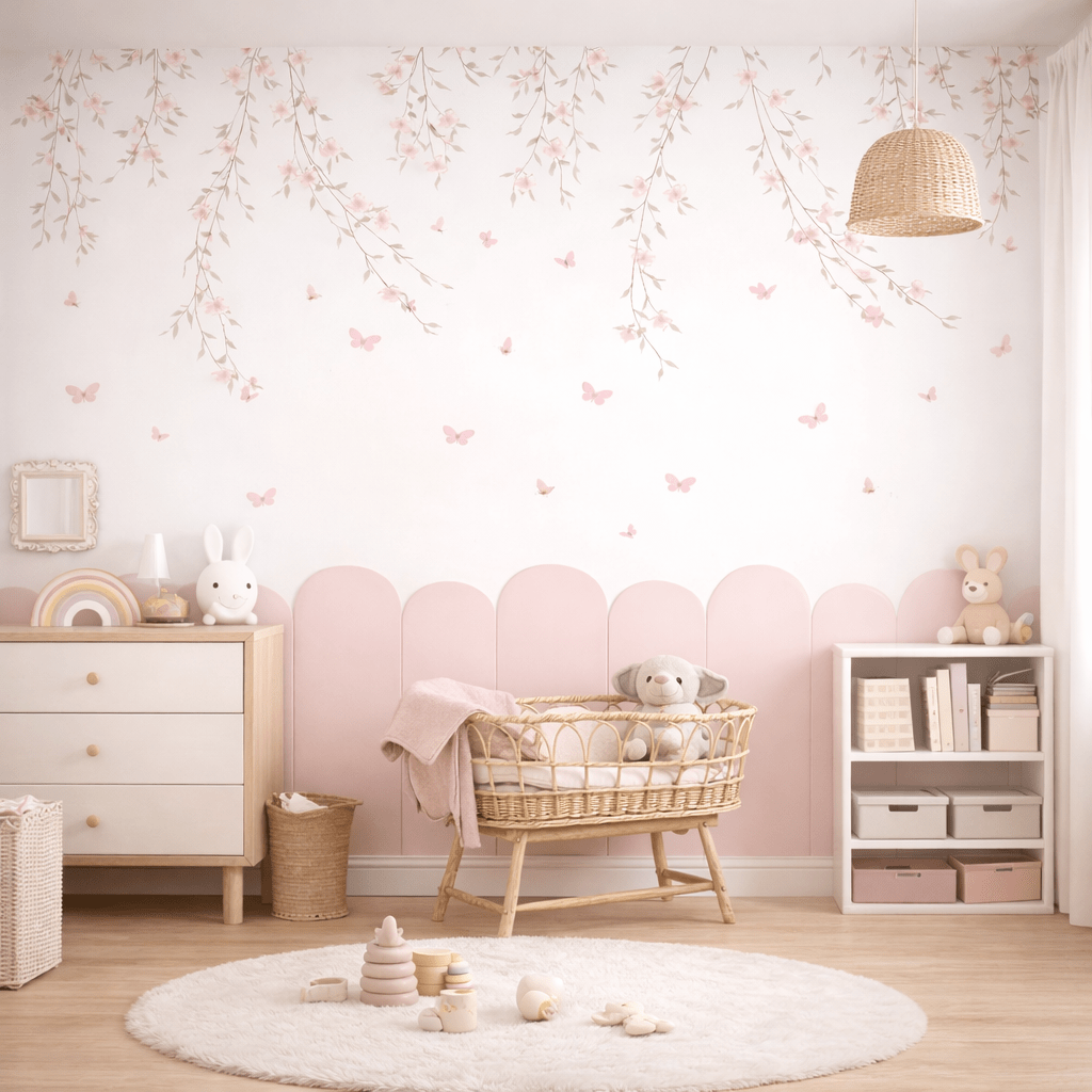 PAPEL DE PAREDE INFANTIL FLORAL COM RIPADO - VR809