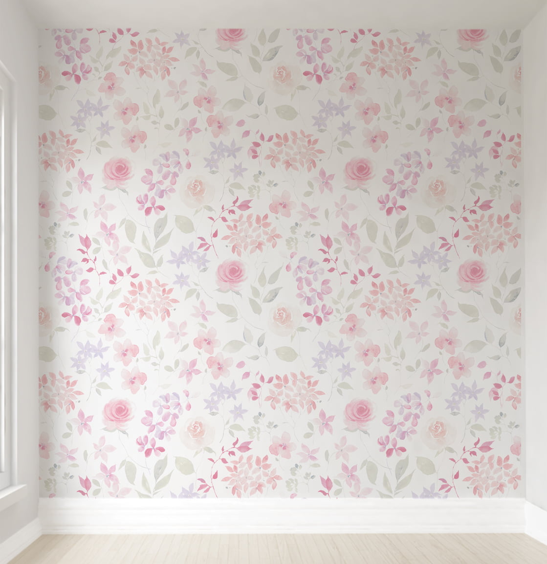 Papel de Parede Infantil Floral Rosas