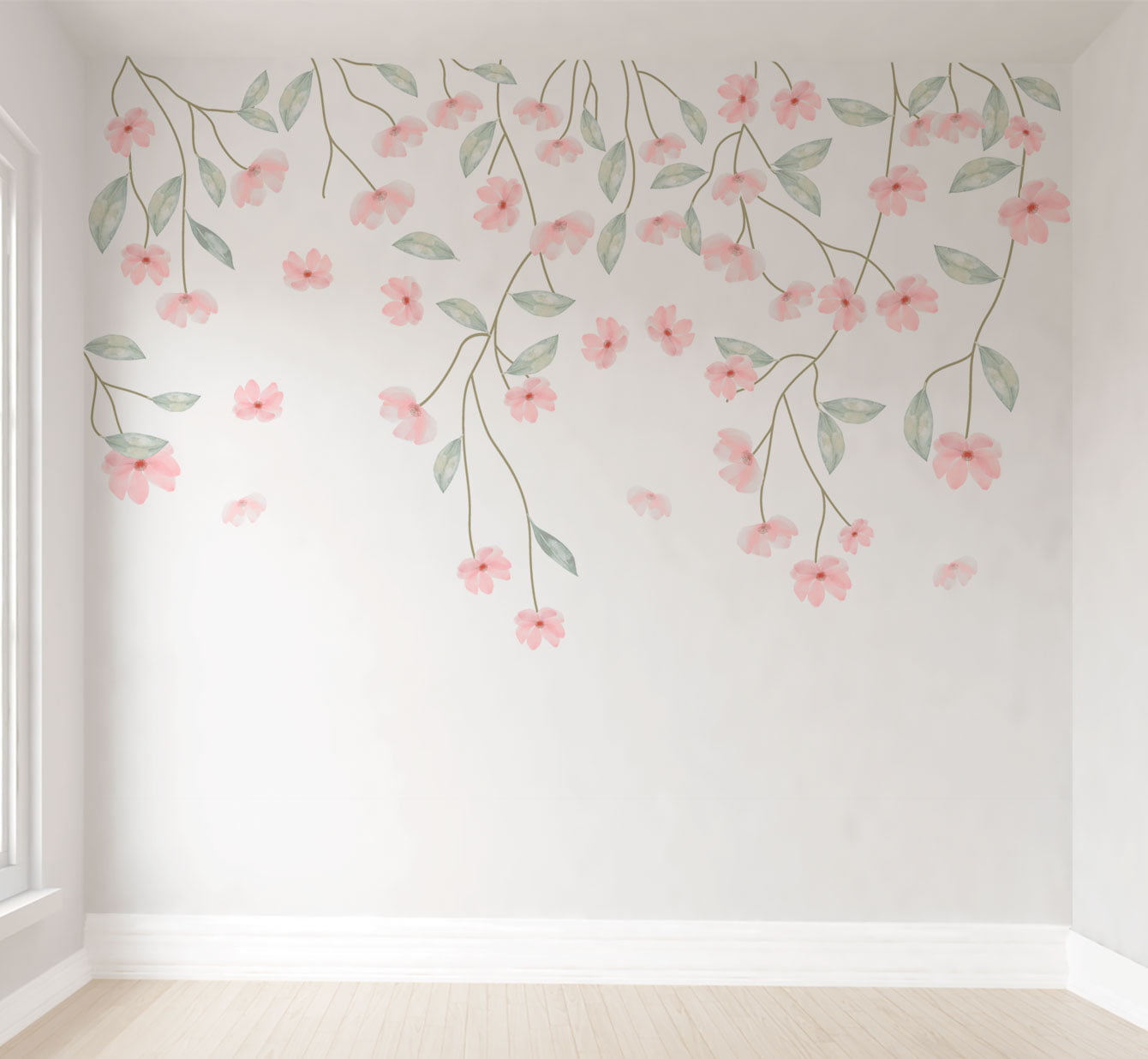 Papel de parede Infantil Floral Suspenso Rosas