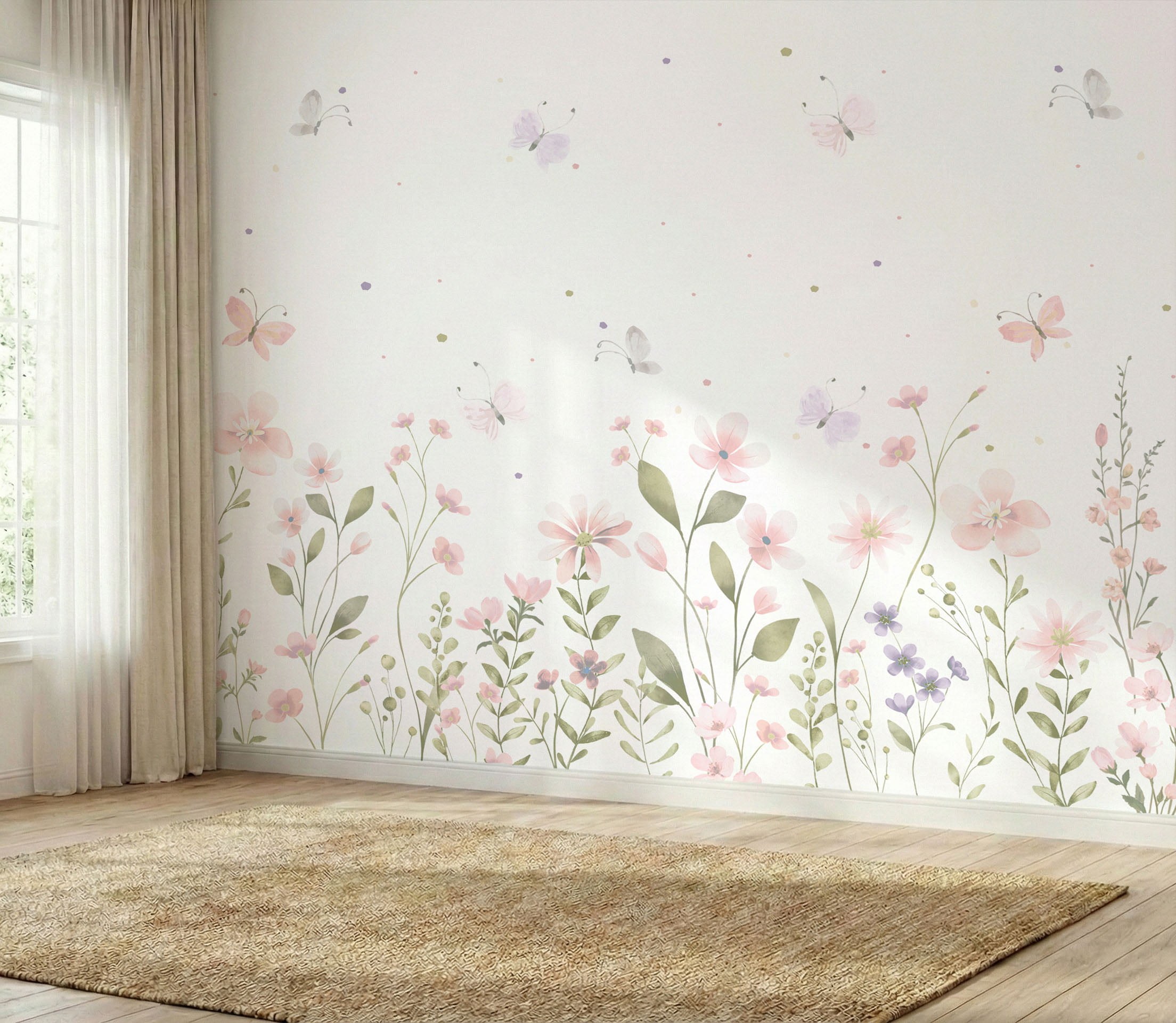 PAPEL DE PAREDE INFANTIL FLORAL 