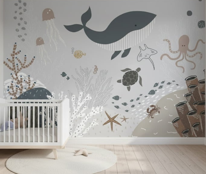 PAPEL DE PAREDE INFANTIL FUNDO DO MAR