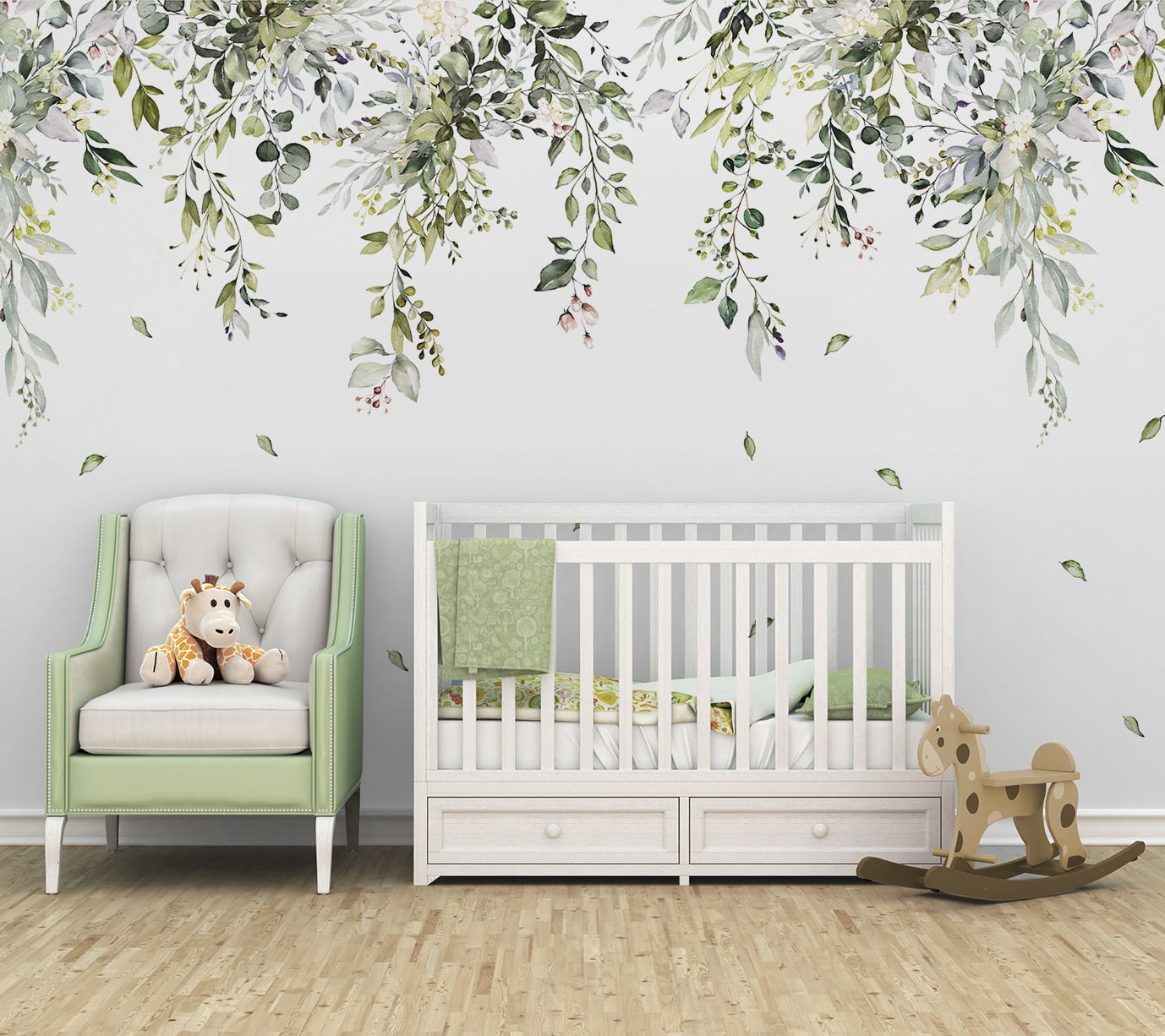 Papel de Parede infantil jardim suspenso folhagem floral - VR687