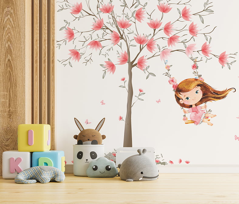 Papel de parede Menina Jardim 