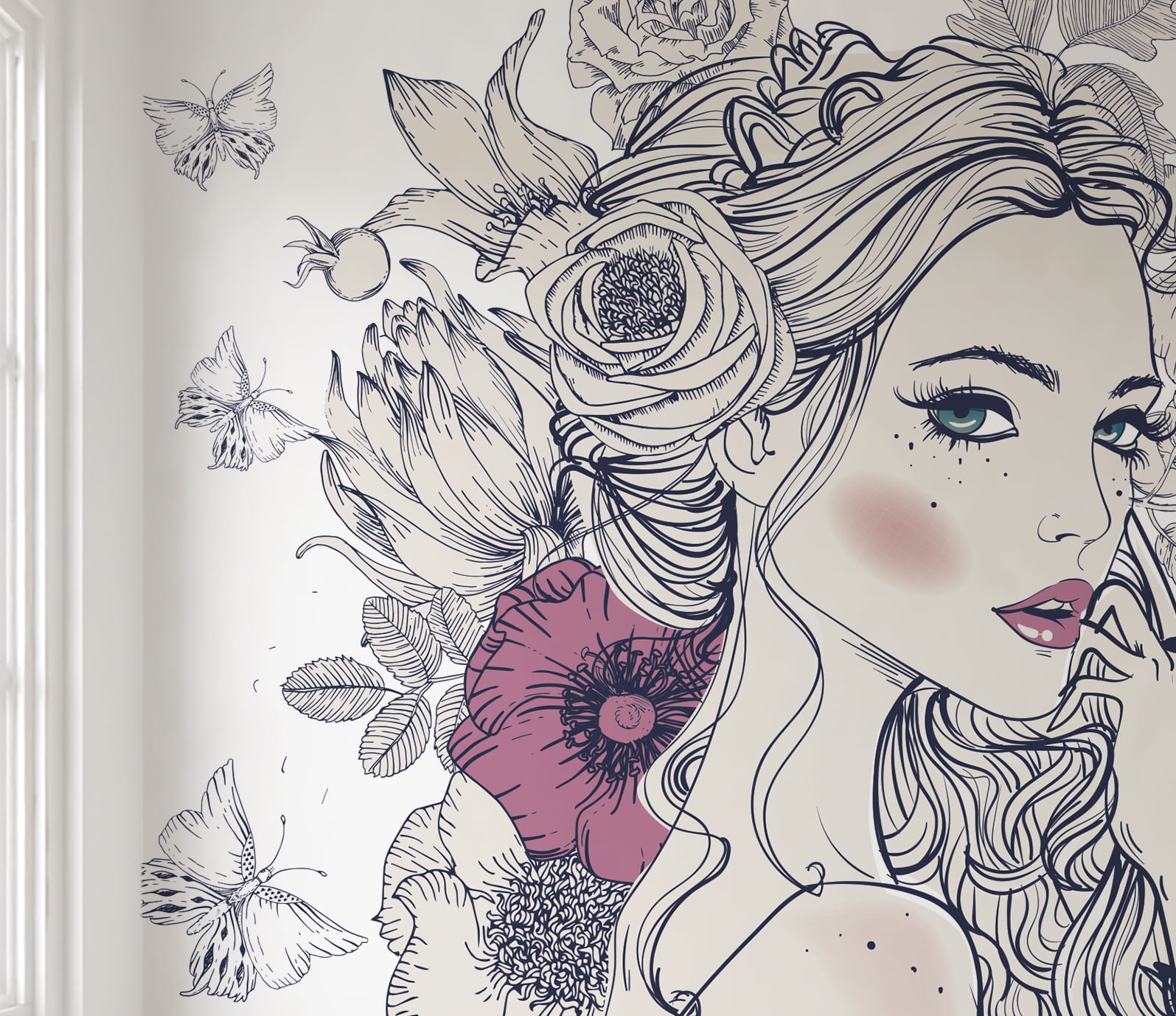 Papel de Parede Mulher Floral