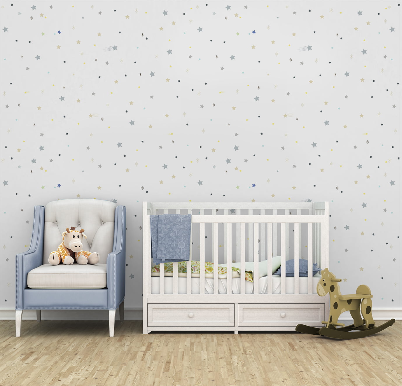 Papel de Parede Infantil Estrelas Azul - VR666