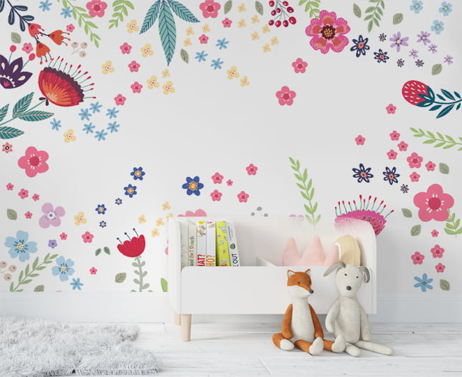 Papel De Parede Rosas Flores De Jardim Floral Infantil - VR604